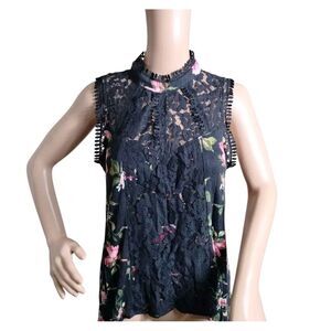 Self Esteem Top Woman's Large Multicolor Floral Whimsical Fairy Y2K Keyhole‎